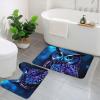 HCBPWVQA Blue Owl Bathroom Rugs Set 2 Piece Soft Absorbent Microfiber Bath Rug and U-Shaped Toilet Rug Non Slip Bath Mats for Bathroom Floor Mats, Black view 1