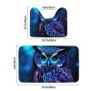 HCBPWVQA Blue Owl Bathroom Rugs Set 2 Piece Soft Absorbent Microfiber Bath Rug and U-Shaped Toilet Rug Non Slip Bath Mats for Bathroom Floor Mats, Black view 2