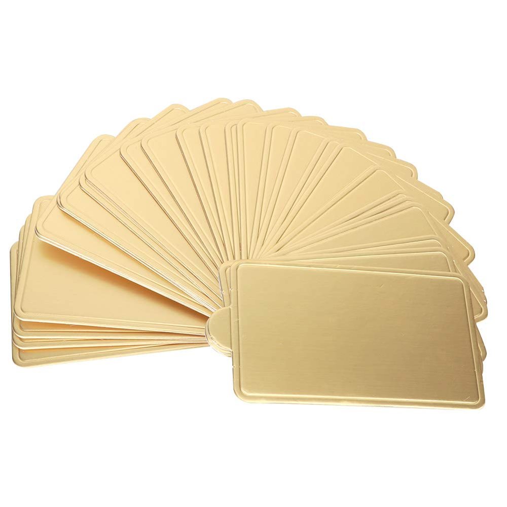 300Pcs Golden Mini Cake Boards, Mousse Cardboard Rectangular Cupcake Dessert Displays Tray Dissert Plates Pastry Base for Wedding Birthday Cake(10x6xm / 3.9x2.4in)