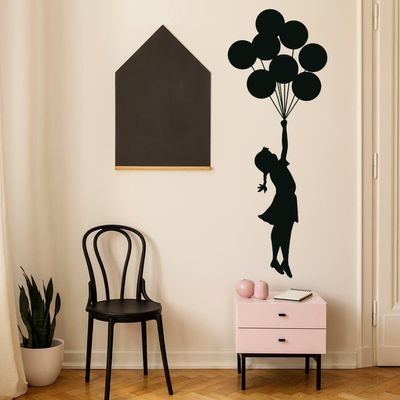 Balloon Girl Banksy Wall Sticker - Hot Air Nursery Baby Decor Vinyl Room Cute Decal 73 x 197