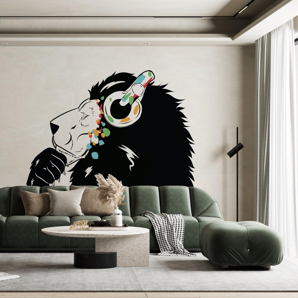 Thinking Lion Sticker - Inspired by Banksy Art Vinyl Dj Baksy Wall Decal 165 x 114 / Left (Main photo)
