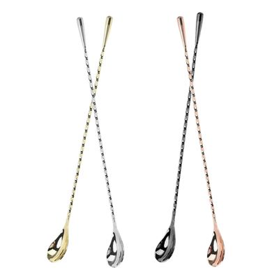 VINTORKY 4pcs Stainless Steel Cocktail Mixing Spoon Bar Stirring Spoons and Black for Cocktails Tea and Desserts