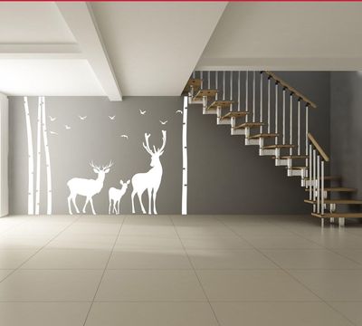 Deer Wildlife Wall Vinyl Sticker - Baby Kit Antler Hunting Decor Hunter Art Animal Decal 197 x 138