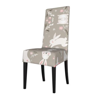 Yqxwjl Easter Bunny Floral Prints Chair Covers for Dining Room Stretch Chair Cover Decor Chair Slipcovers for Home Party