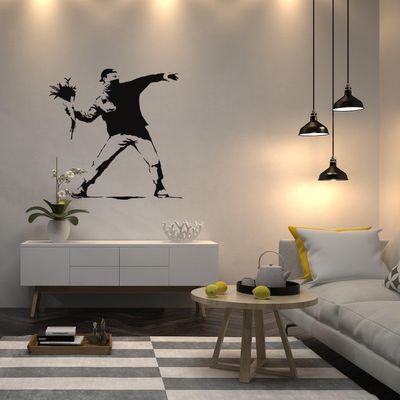 Banksy Flower Throw Me Wall Sticker - Petal Vinyl Thrower Favor Chucker Decal 165 x 165