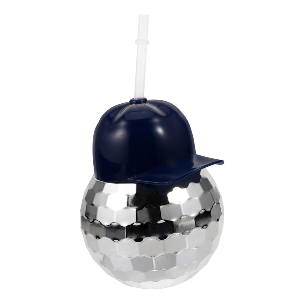 Ciieeo Disco Shape Straw Cup Hat Reusable Beverage Tumbler for Parties Decorative Drinkware for Ktv Nightclubs and Beach Gatherings