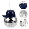 Ciieeo Disco Shape Straw Cup Hat Reusable Beverage Tumbler for Parties Decorative Drinkware for Ktv Nightclubs and Beach Gatherings view 4