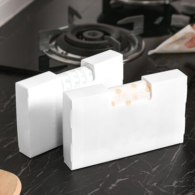 Cling Film Storage Box Multifunctional Storage Box Household Garbage Bag Plastic Wrap One Off Glove Storage Rack Organizing Storage Artifact for Kitchen (L 45cm / 17.7in)