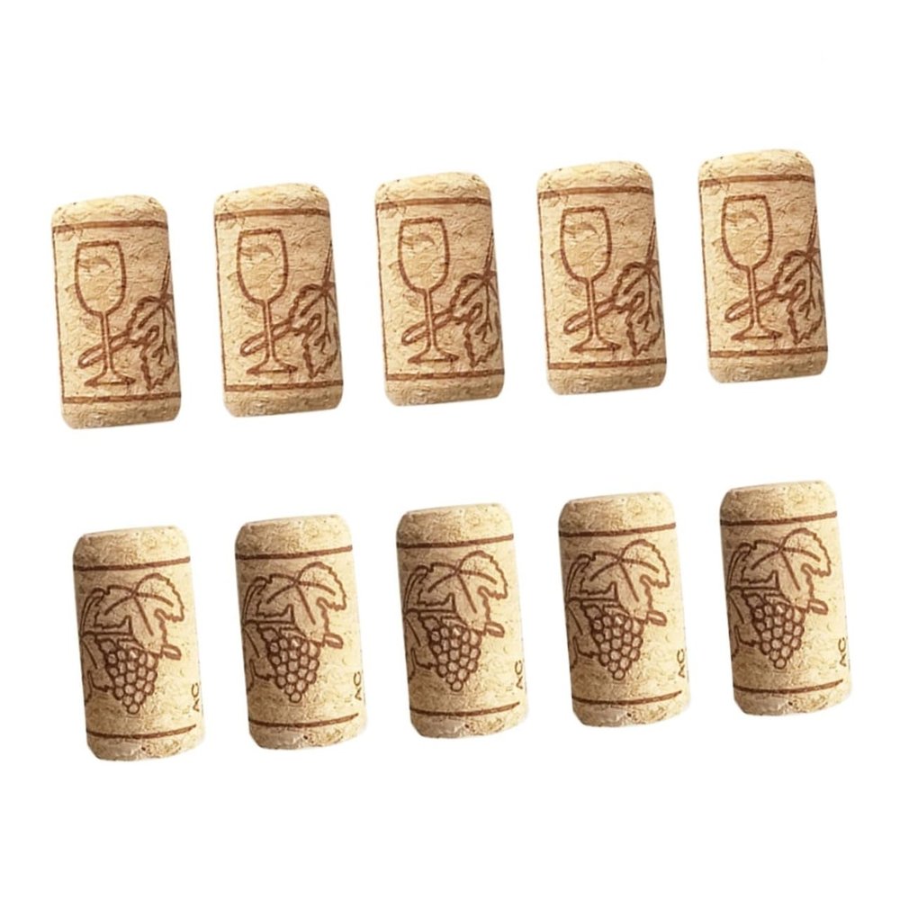 HOLIDYOYO 50pcs Wooden Wine Corks Sealing Wine Bottle Stoppers Decorative Patterns Cork Wood Material Non-tapered Design