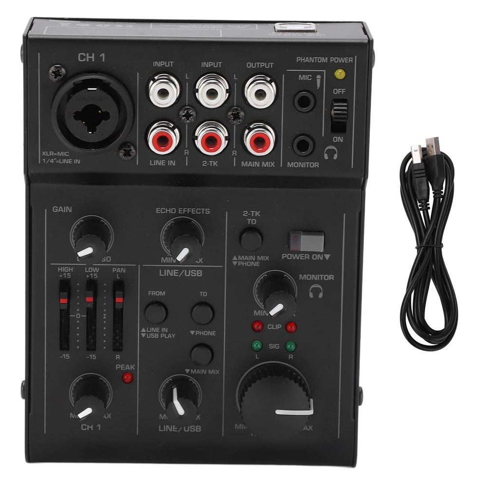 Audio Mixer, Digital Mixer Live Recording Audio Mixer Controller Dj Controller Dj Mixer Sound Board Mixing Console with Effects USB Power Supply for Recording, Live Streaming