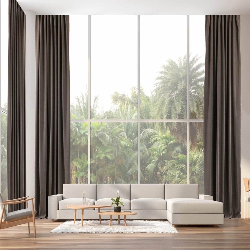 CASANEMA Thermal Insulated 100% Blackout Curtains  Extra Long Curtain Panel with Noise Reduction & Room Darkening  Hanging Back Tab  Made in Turkey (52" L x 264" W, 1 Panel)