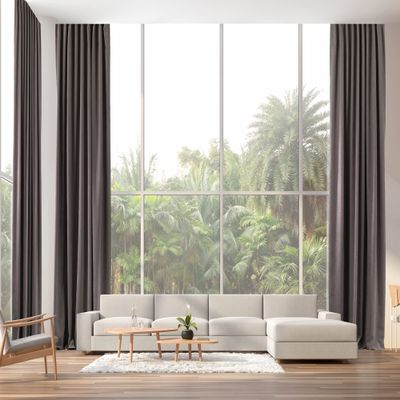 CASANEMA Thermal Insulated 100% Blackout Curtains  Extra Long Curtain Panel with Noise Reduction & Room Darkening  Hanging Back Tab  Made in Turkey (52" L x 264" W, 1 Panel)