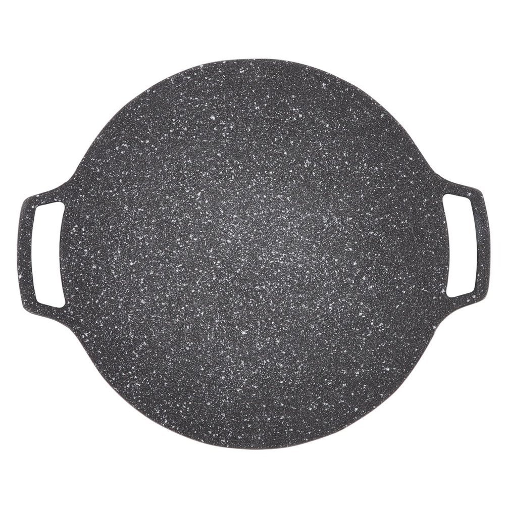 Non Stick Korean BBQ Plate Aluminum Alloy Teppanyaki Frying Pan Heavy Duty Round Barbecue Grill for Camping and Outdoors, Thermal Insulation and Heat Conduction (Gas Type 36cm)