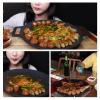 Non Stick Korean BBQ Plate Aluminum Alloy Teppanyaki Frying Pan Heavy Duty Round Barbecue Grill for Camping and Outdoors, Thermal Insulation and Heat Conduction (Gas Type 36cm) view 3