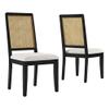 Modway Arlo Wood and Faux Rattan Dining Chairs Set of 2 in Black Natural Heathered Weave Ivory - Modern Farmhouse Accent Chairs - Fabric Upholstered Chairs for Dining Room view 1