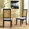 Modway Arlo Wood and Faux Rattan Dining Chairs Set of 2 in Black Natural Heathered Weave Ivory - Modern Farmhouse Accent Chairs - Fabric Upholstered Chairs for Dining Room view 2