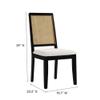 Modway Arlo Wood and Faux Rattan Dining Chairs Set of 2 in Black Natural Heathered Weave Ivory - Modern Farmhouse Accent Chairs - Fabric Upholstered Chairs for Dining Room view 3