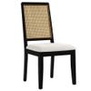 Modway Arlo Wood and Faux Rattan Dining Chairs Set of 2 in Black Natural Heathered Weave Ivory - Modern Farmhouse Accent Chairs - Fabric Upholstered Chairs for Dining Room view 4