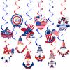 Generic 4th of July Decoration, 24 Pcs Independence Day Hanging Swirls Patriotic American Flag/Star Streamers Memorial Day Red White and Blue Swirls Decor for 4th July Party Supplies view 1
