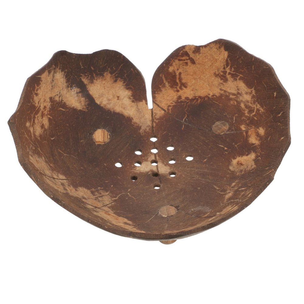 Ciieeo Coconut Shell Soap Dish with Draining Structure Creative Bar Soap Holder for Bathroom Kitchen for Shower and Home Organization