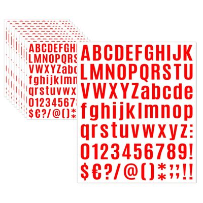 Hopeful Life Feng 10 Sheets Letter & Number Stickers, Alphabet & Mailbox Numbers - 1 inch Vinyl Self-Adhesive, Cup Labels & Party Decoration(Red, 1 inch)