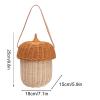 Rattan Storage Basket, Hand Woven Decorative Acorn Shaped Basket Bag Photography Props Decorative Basket for Boys Girls (Large Handbag) view 3