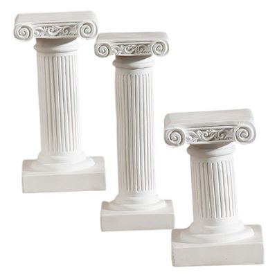 Cabilock 3pcs Mini Roman Column Candle Holders Set High-Temperature Resistant Resin Candle Holders for Home Photography Background and Table Centerpieces