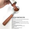 Coffee Bottomless Portafilter, 51mm 54mm 3 Ears Coffee Bottomless Naked Portafilter Removable Stainless Steel Coffee Replacement Parts with Filter Basket, Walnut Handle (51mm) view 2