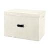 Valease Large Linen Fabric Foldable Storage Bins with Removable Lid and Handles, Washable Storage Box Organizer Containers Baskets Cube with Cover for Bedroom,Office(Cream, Large) view 1