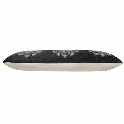 HomeRoots 517327 14 x 36 in. Geometric Zippered 100 Percent Cotton Throw Pillow Black & White - Set of 2