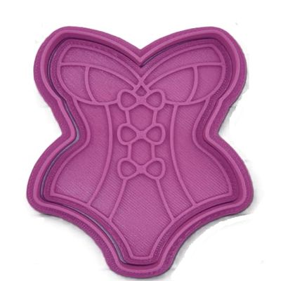2 PCS Cookie Cutter/Polymer Clay: Corset Stamp & Cutter Set/Wedding/Bachelorette Party (2.50 inches)