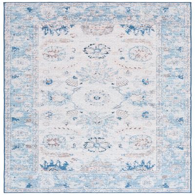 SAFAVIEH Washable Rug Arizona Collection - 5' x 8', Blue & Beige, Slip Resistant & Easy to Clean, Ideal for Living Room, Bedroom, Home Office, Dining Space (ARZ908M)