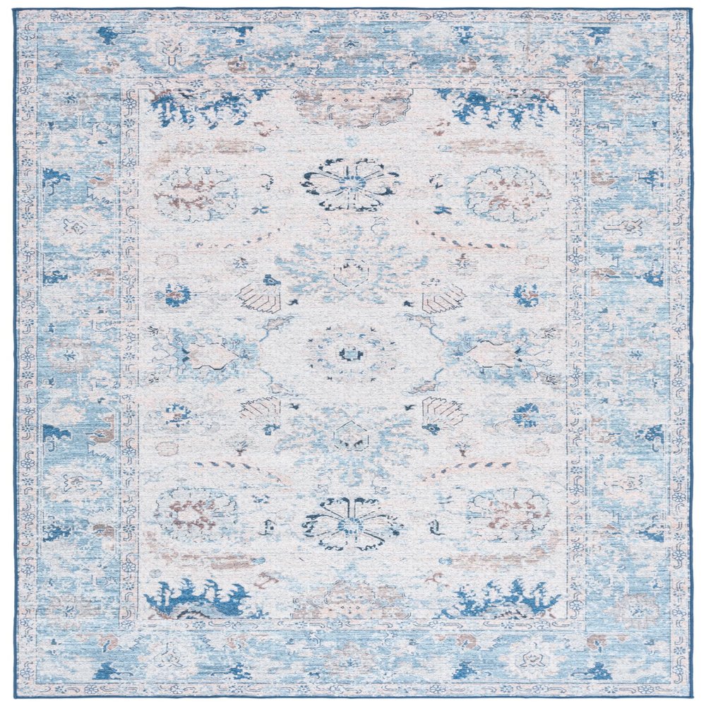 SAFAVIEH Washable Rug Arizona Collection - 5' x 8', Blue & Beige, Slip Resistant & Easy to Clean, Ideal for Living Room, Bedroom, Home Office, Dining Space (ARZ908M)