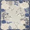 HomeRoots 505624 8 x 11 ft. Floral Stain Resistant Non Skid Rectangle Area Rug Blue & Grey view 1