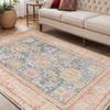 HomeRoots 531998 5 x 7 ft. Floral Power Loom Rectangle Area Rug Blue & Orange view 2
