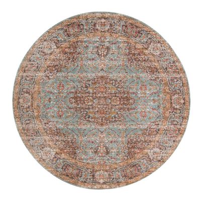 HomeRoots 532132 7 x 9 ft. Sea Green Medallion Power Loom Rectangle Area Rug with Fringe
