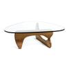 HomeRoots 520854 50 in. Walnut & Clear Glass Triangle Coffee Table view 1