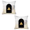 HomeRoots 471784 3.2 x 18 x 18 in. White Black & Gold Abstract Zippered Handmade Polyester Throw Pillow - Set of 2 view 1
