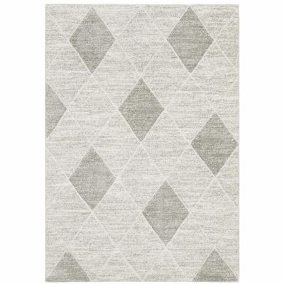 HomeRoots 508495 6 x 9 ft. Gray & Ivory Geometric Power Loom Stain Resistant Rectangle Area Rug