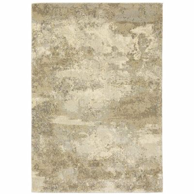 HomeRoots 508300 8 x 11 ft. Beige Gray Tan & Gold Abstract Power Loom Stain Resistant Rectangle Area Rug