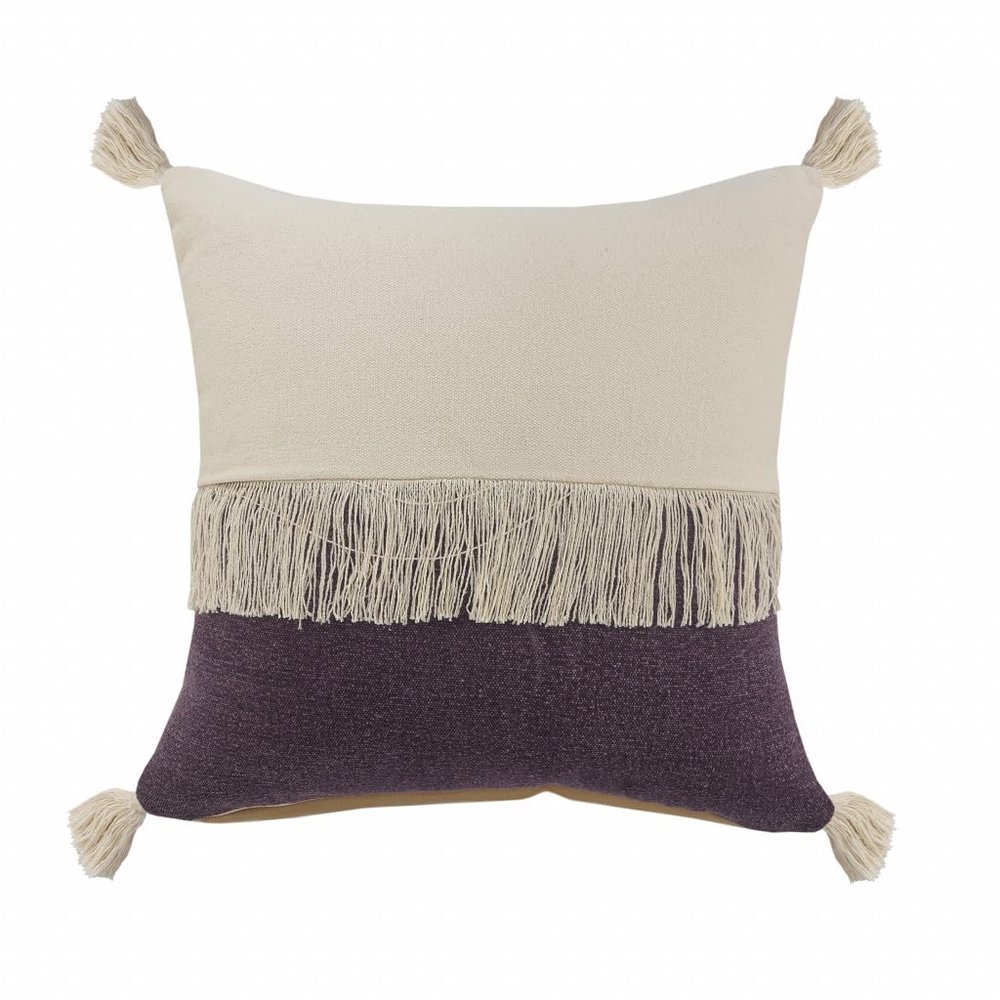 HomeRoots 516735 4 x 20 x 20 in. Purple Zippered 100 Percent Cotton Throw Pillow - Set of 2