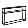 HomeRoots 402393 50 in. Glass Frame Console Table with Storage Black view 1