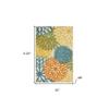 HomeRoots 479772 3 x 4 ft. Floral Non Skid Indoor & Outdoor Rectangle Area Rug Turquoise view 3