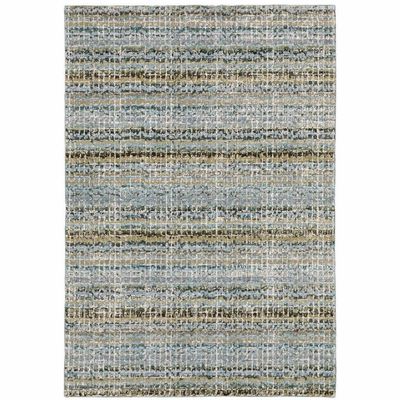 HomeRoots 510167 5 x 7 ft. Blue Green Teal & Gray Abstract Power Loom Stain Resistant Rectangle Area Rug
