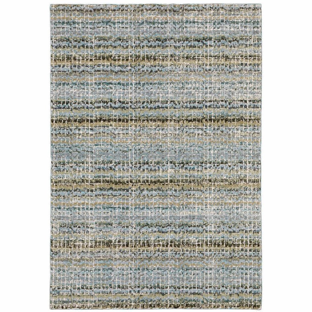 HomeRoots 510167 5 x 7 ft. Blue Green Teal & Gray Abstract Power Loom Stain Resistant Rectangle Area Rug