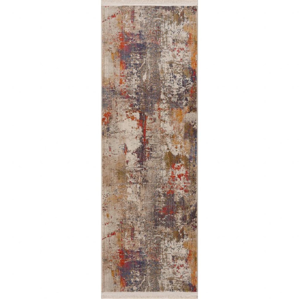 HomeRoots 515862 2 x 6 ft. Gray Abstract Distressed Runner Area Rug