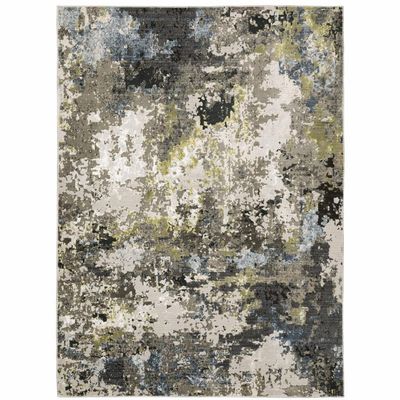 HomeRoots 508601 6 x 9 ft. Gray Green Gold Blue & Beige Abstract Power Loom Stain Resistant Rectangle Area Rug