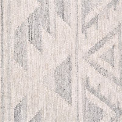HomeRoots 511987 8 x 10 ft. Ivory Gray & Blue Wool Geometric Dhurrie Flatweave Handmade Rectangle Area Rug with Fringe