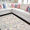 HomeRoots 511987 8 x 10 ft. Ivory Gray & Blue Wool Geometric Dhurrie Flatweave Handmade Rectangle Area Rug with Fringe view 2