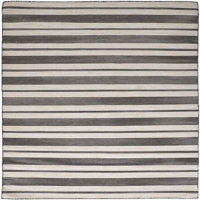 HomeRoots 511659 8 x 11 ft. Black & White Striped Dhurrie Hand Woven Stain Resistant Rectangle Area Rug